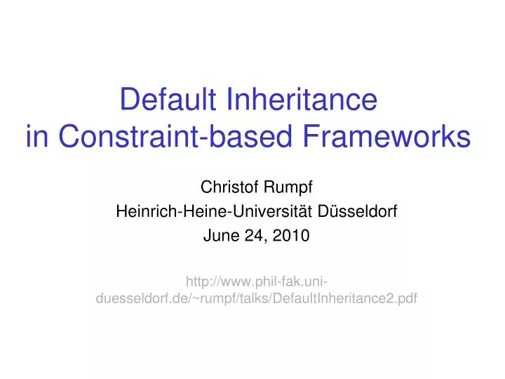default inheritance in constraint based frameworks