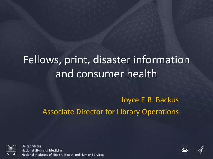 fellows print disaster information and consumer health