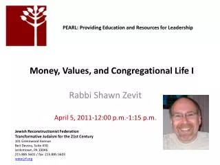 money values and congregational life i