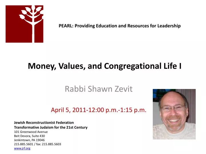 money values and congregational life i