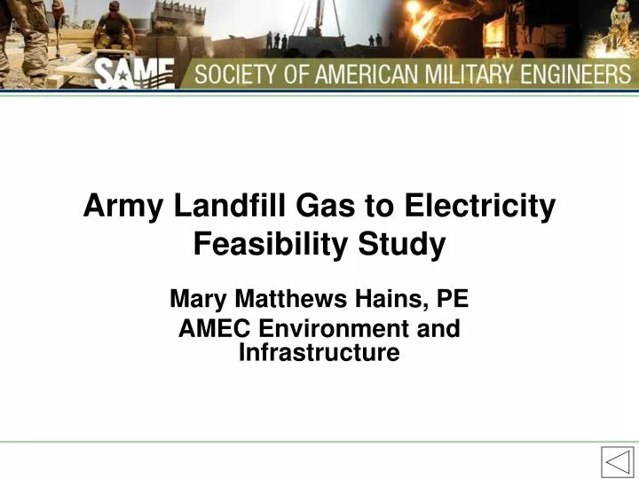 army landfill gas to electricity feasibility study
