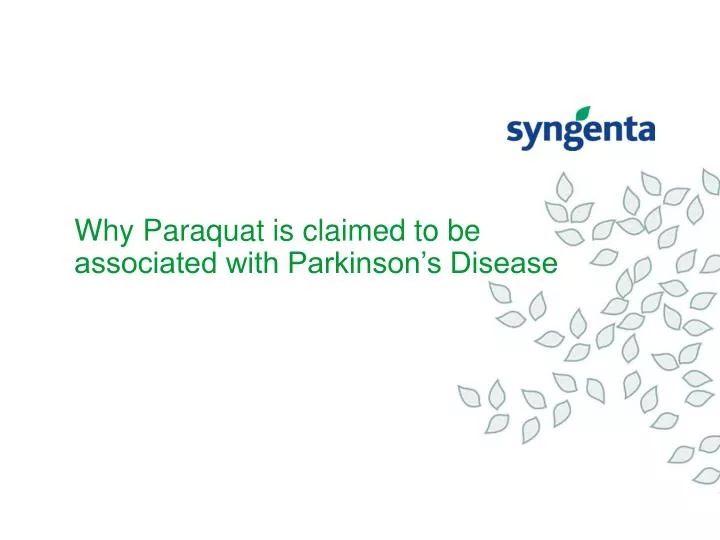 why paraquat is claimed to be associated with parkinson s disease