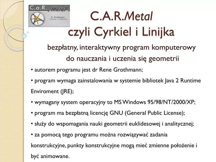 c a r metal czyli cyrkiel i linijka