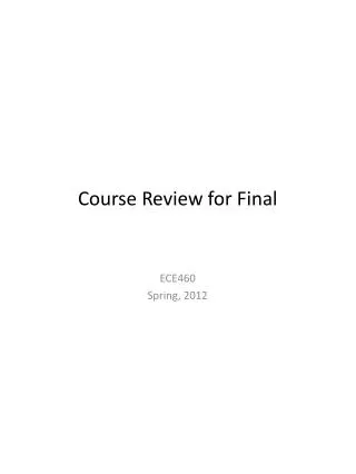 Course Review for Final