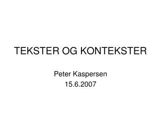 tekster og kontekster