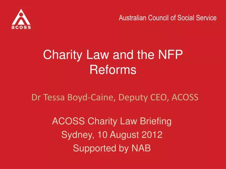 charity law and the nfp reforms