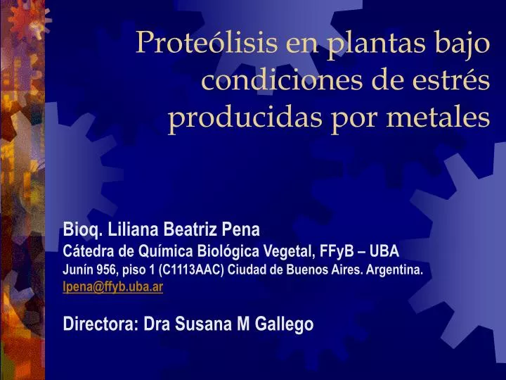 prote lisis en plantas bajo condiciones de estr s producidas por metales