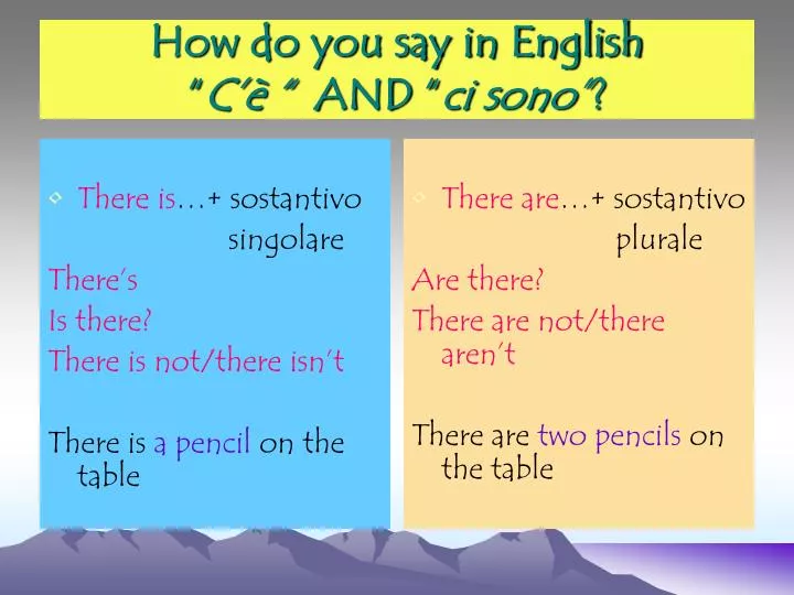 how do you say in english c and ci sono