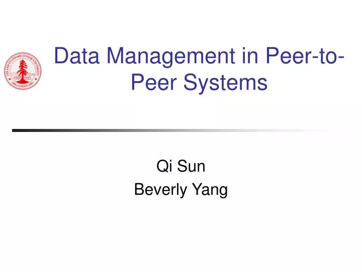 data management in peer to peer systems
