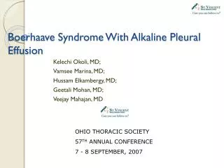 Boerhaave Syndrome With Alkaline Pleural Effusion
