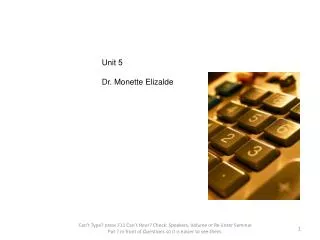 Unit 5 Dr. Monette Elizalde
