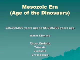 Mesozoic Era (Age of the Dinosaurs)