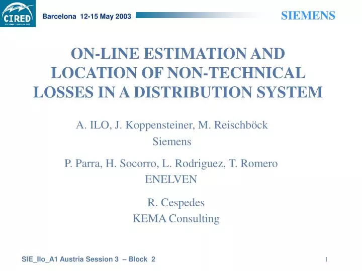 on line estimation and location of non technical losses in a distribution system