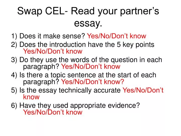 swap cel read your partner s essay