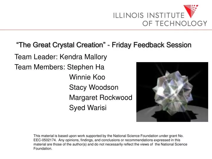 the great crystal creation friday feedback session