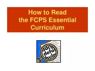 How to Read the FCPS Essential Curriculum
