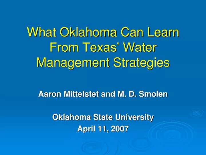 what oklahoma can learn from texas water management strategies