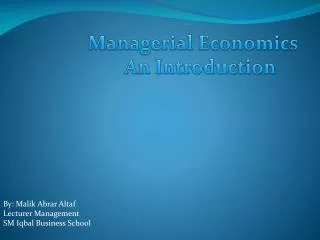 Managerial Economics An Introduction