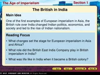 Reading Focus What changes set the stage for European imperialism in Asia and Africa?
