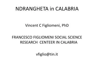 NDRANGHETA in CALABRIA