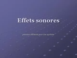 effets sonores