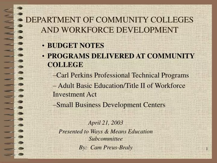 department of community colleges and workforce development