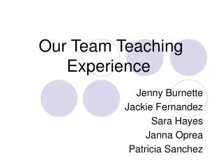 Our Team Teaching Experience