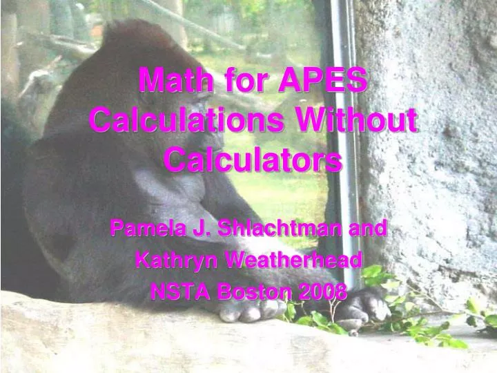 math for apes calculations without calculators