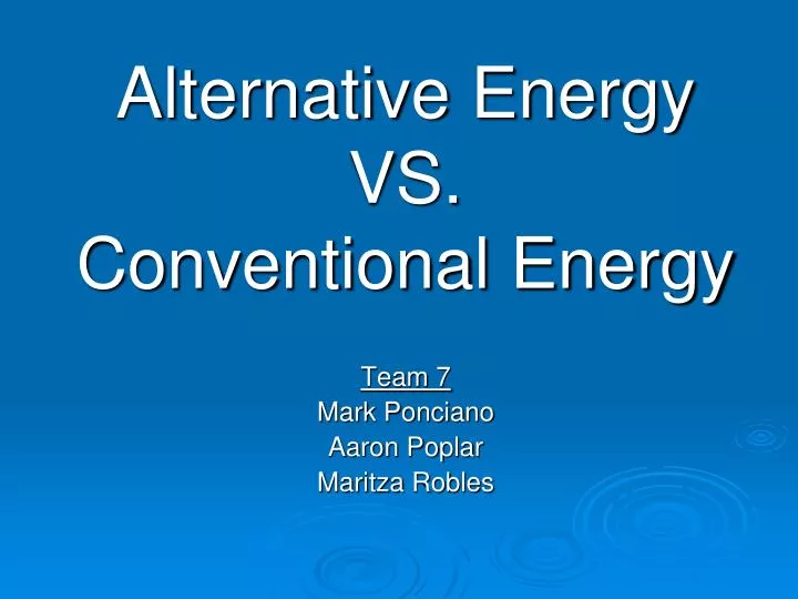 alternative energy vs conventional energy