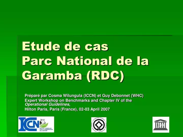 etude de cas parc national de la garamba rdc