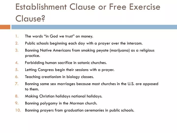 establishment clause or free exercise clause