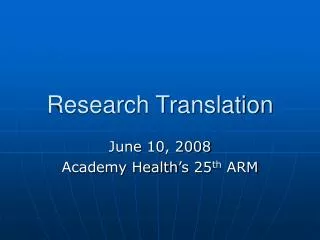Research Translation