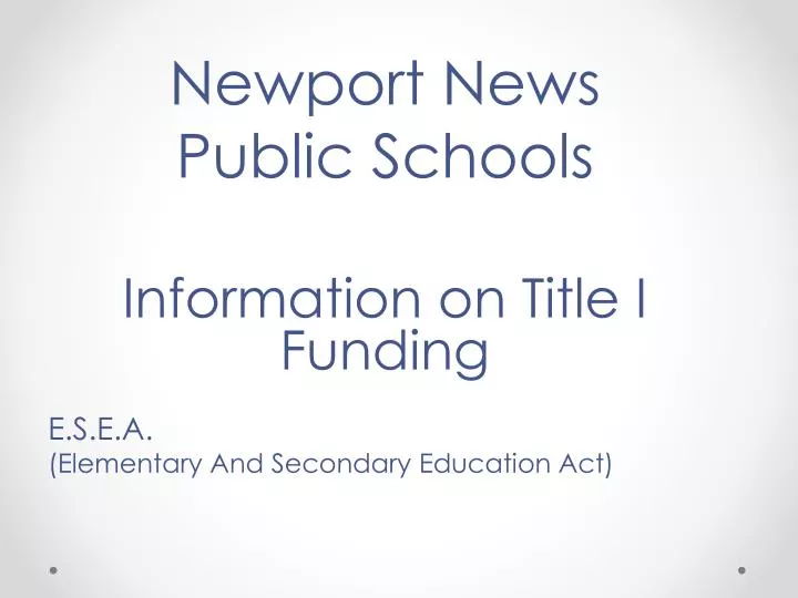 newport news public schools information on title i funding