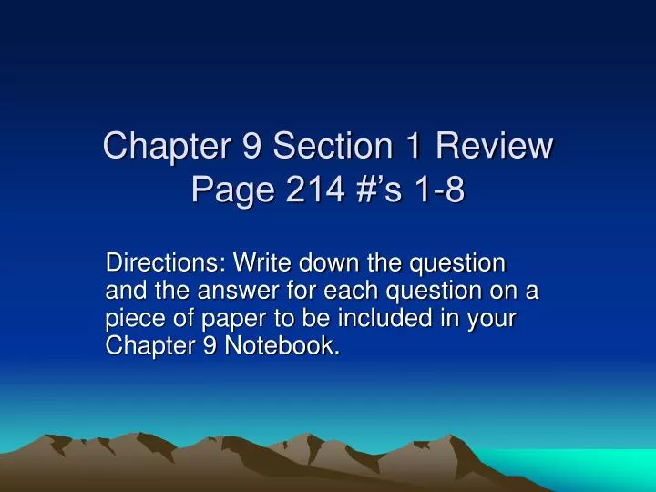 chapter 9 section 1 review page 214 s 1 8