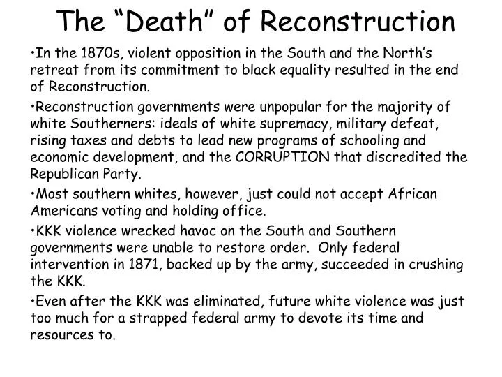 the death of reconstruction