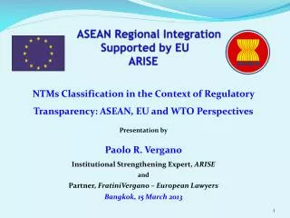 ASEAN R egional Integration Supported by EU ARISE