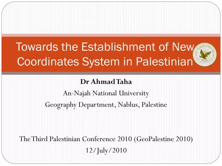 towards the establishment of new coordinates system in palestinian