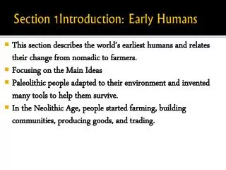 Section 1Introduction: Early Humans