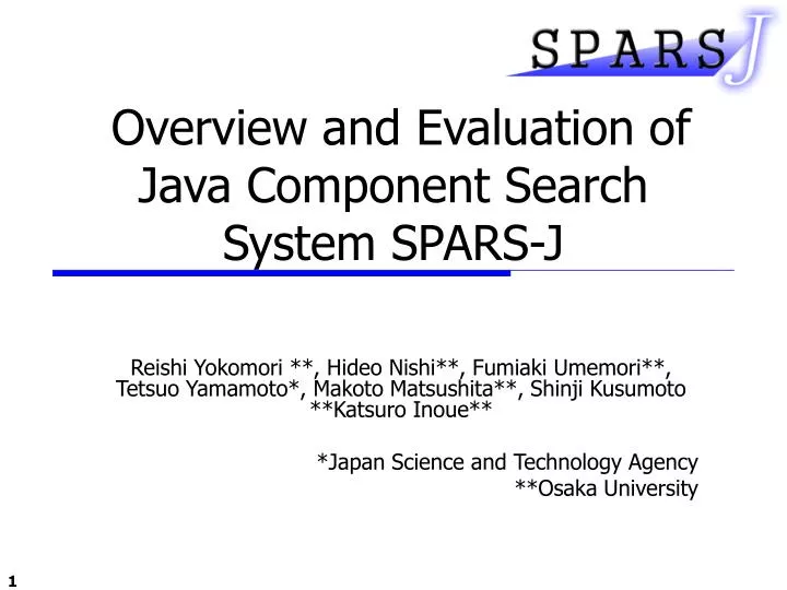 overview and evaluation of java component search system spars j