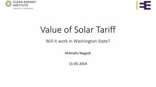 Value of Solar Tariff Will it work in Washington State?