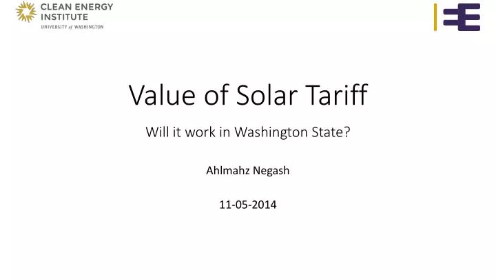 value of solar tariff will it work in washington state