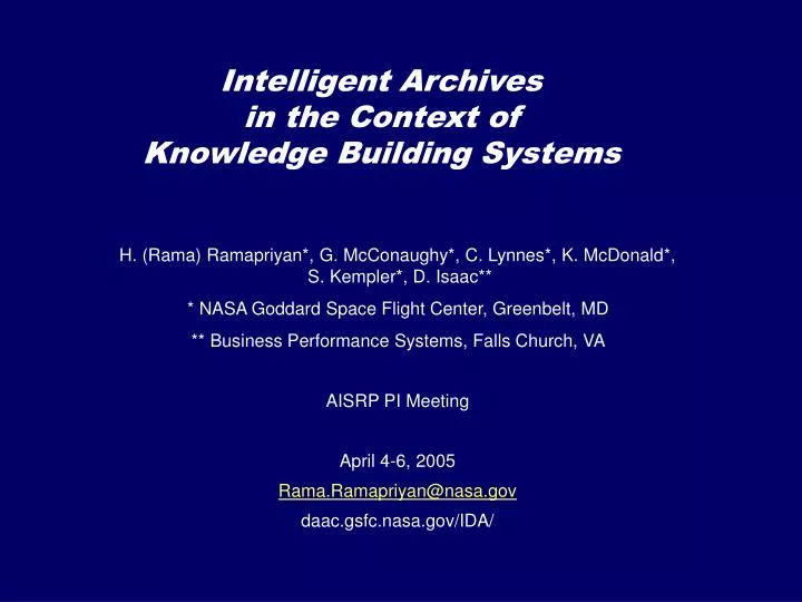 intelligent archives in the context of knowledge building systems