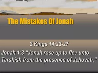 The Mistakes Of Jonah