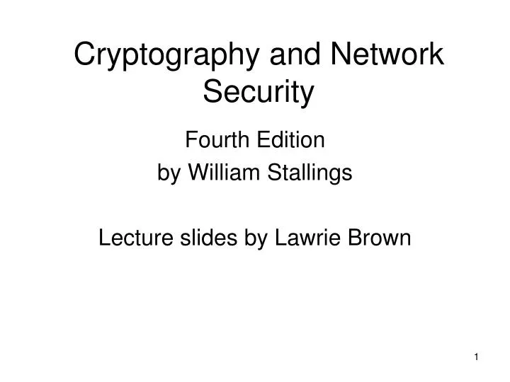 cryptography and network security