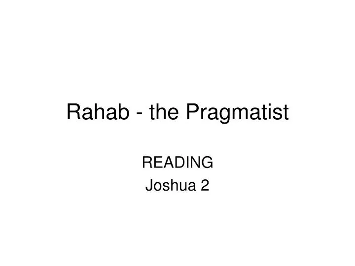 rahab the pragmatist