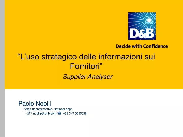 l uso strategico delle informazioni sui fornitori supplier analyser