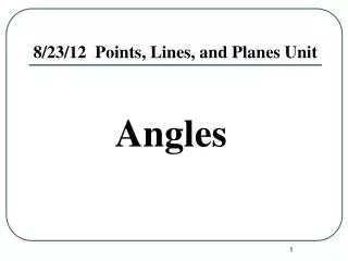 8/23/12 Points, Lines, and Planes Unit