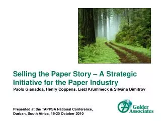 Selling the Paper Story – A Strategic Initiative for the Paper Industry
