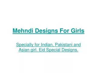 Mehndi Designs For Girls