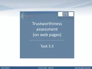 Trustworthiness assessment (on web pages)